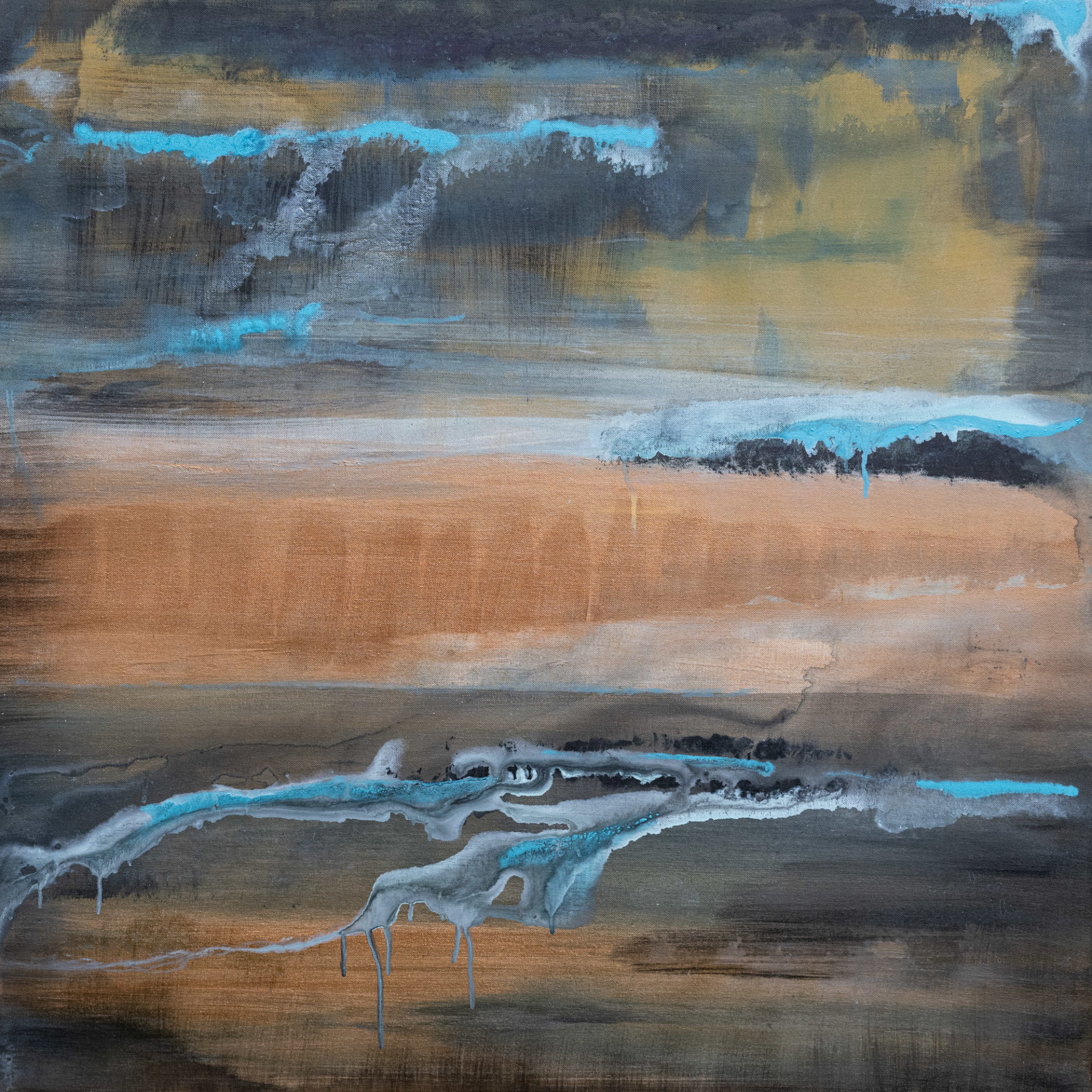 abstract art UK contemporary landscape blue and brown