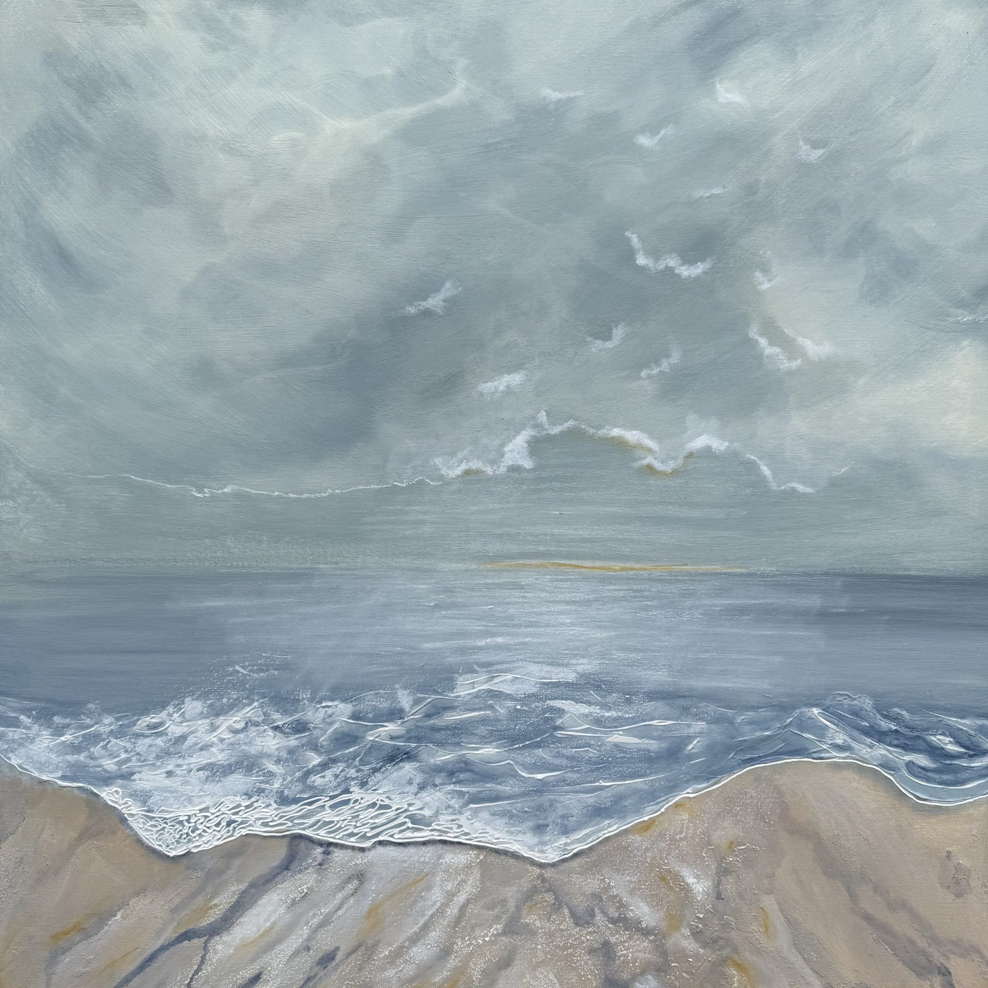 large seascape aiting on canvas beach art original painting for sale UK artist