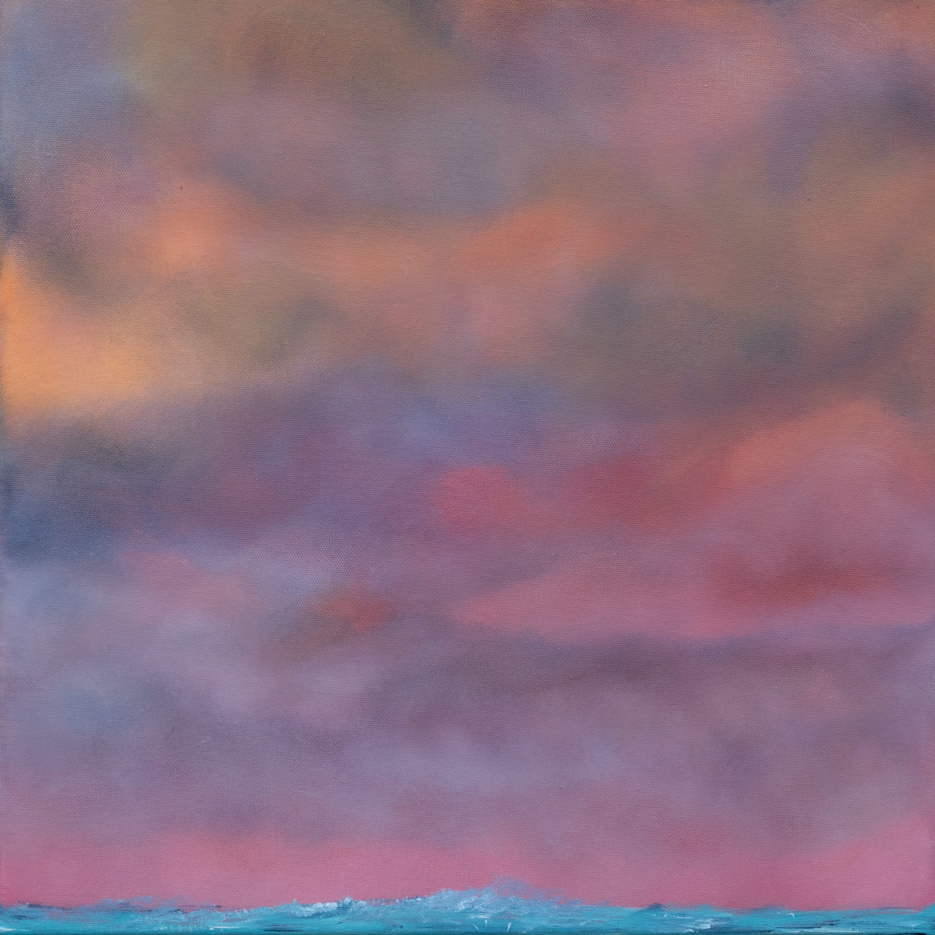 seascape with pink and purple sunset original painting for sale UK