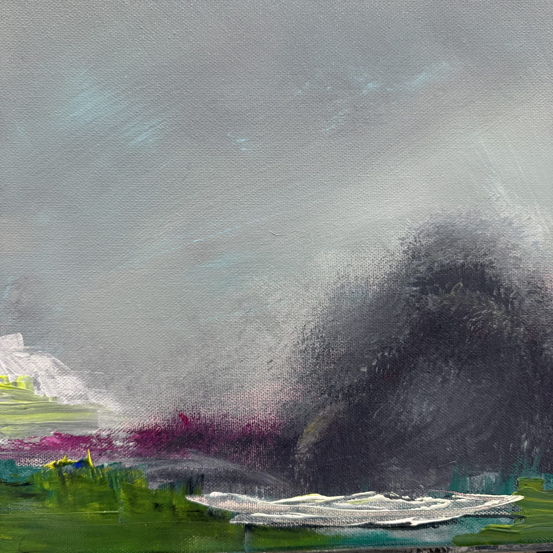 Abstract landscape with tree original art on canvas for sale UK