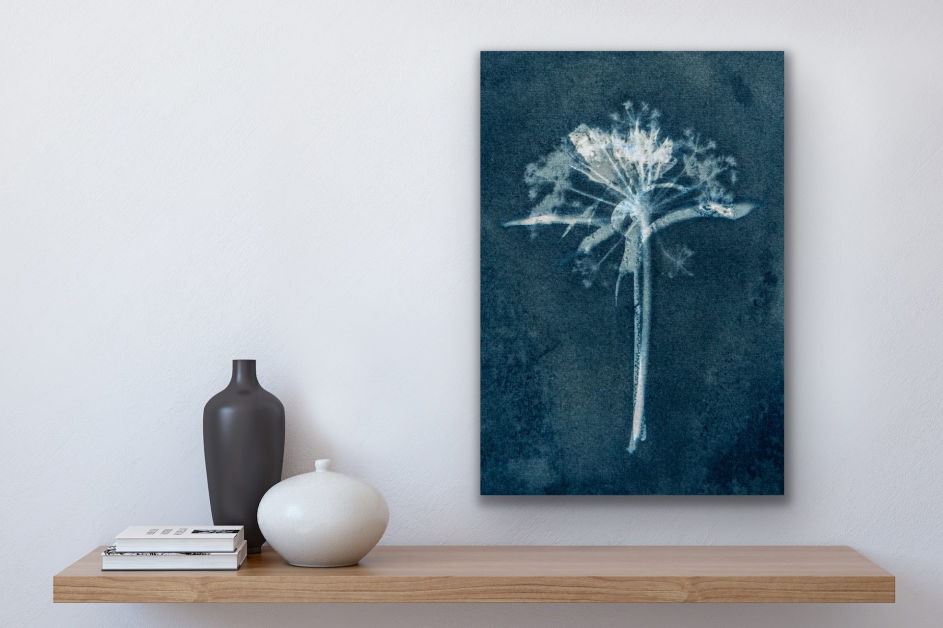 blue flower contemporary art print for sale