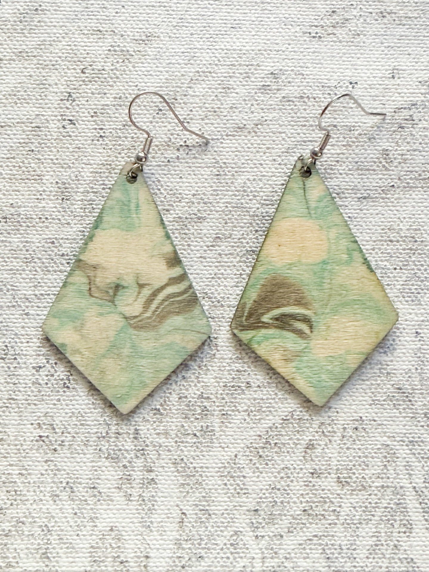 handmade gift for her one aof a kind earrings blue black and diamond shape
