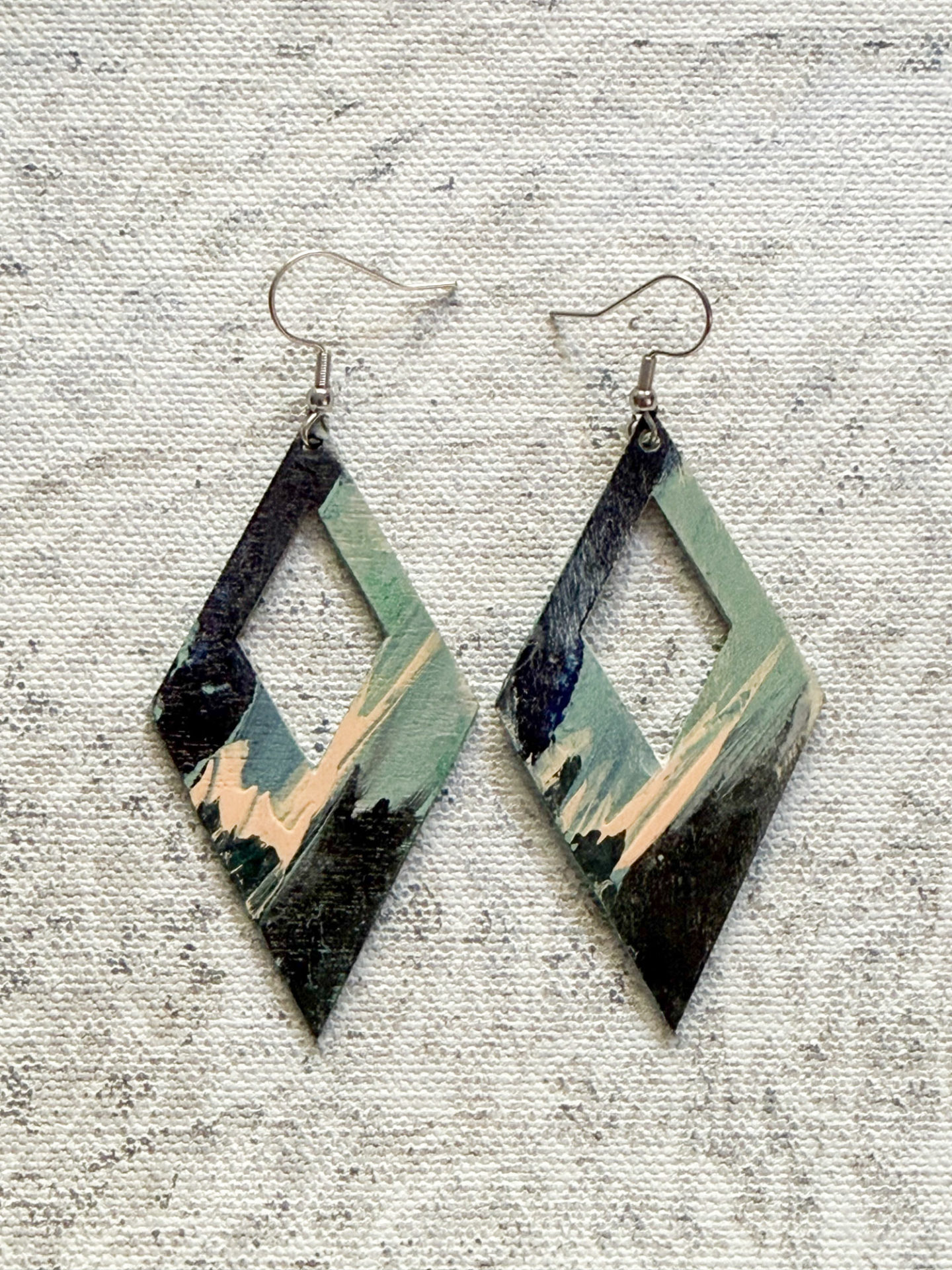 Artisan earrings blue pink and black for sale UK ABSTRACT ART